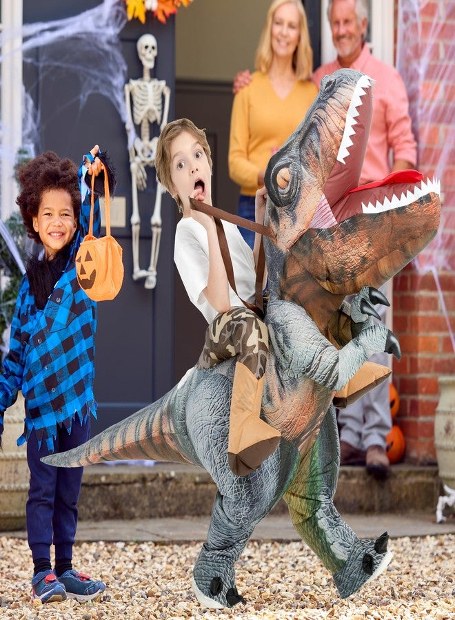 One Casa Inflatable T Rex Costume Kids,Blow Up Dinosaur Suit,Ride On Halloween Costumes for Boys Girls (4-6YRS) - Image 3